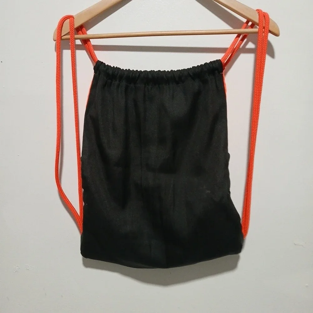 Orange And Black Adidas Drawstring Backpack Nylon And Cotton 14